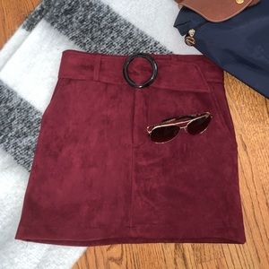 Burgundy Skirt with Pockets